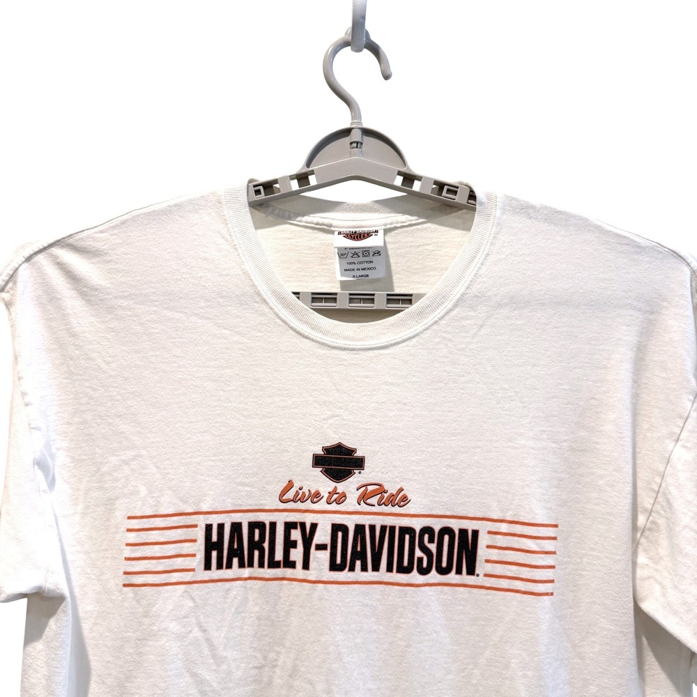 Harley-Davidson Firenze Italia Live to Ride White Graphic T-Shirt VTG‎ Mens XL